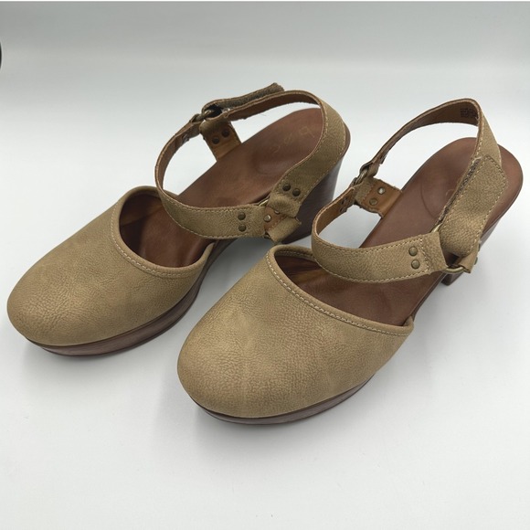 b.o.c. by Born Natasha Boho Hippie Tan Platform Clogs Faux Leather Womens 10M - Picture 4 of 12